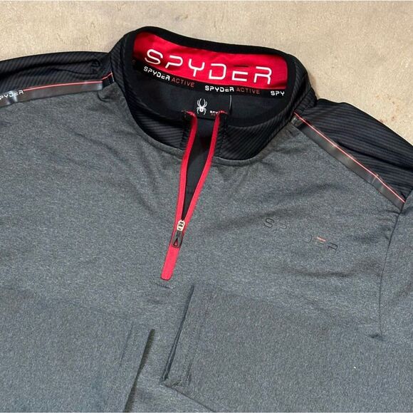 Spyder Active ProWeb Mens Large 1/4 Zip Pullover Jacket Sweatshirt Performance - Picture 9 of 9